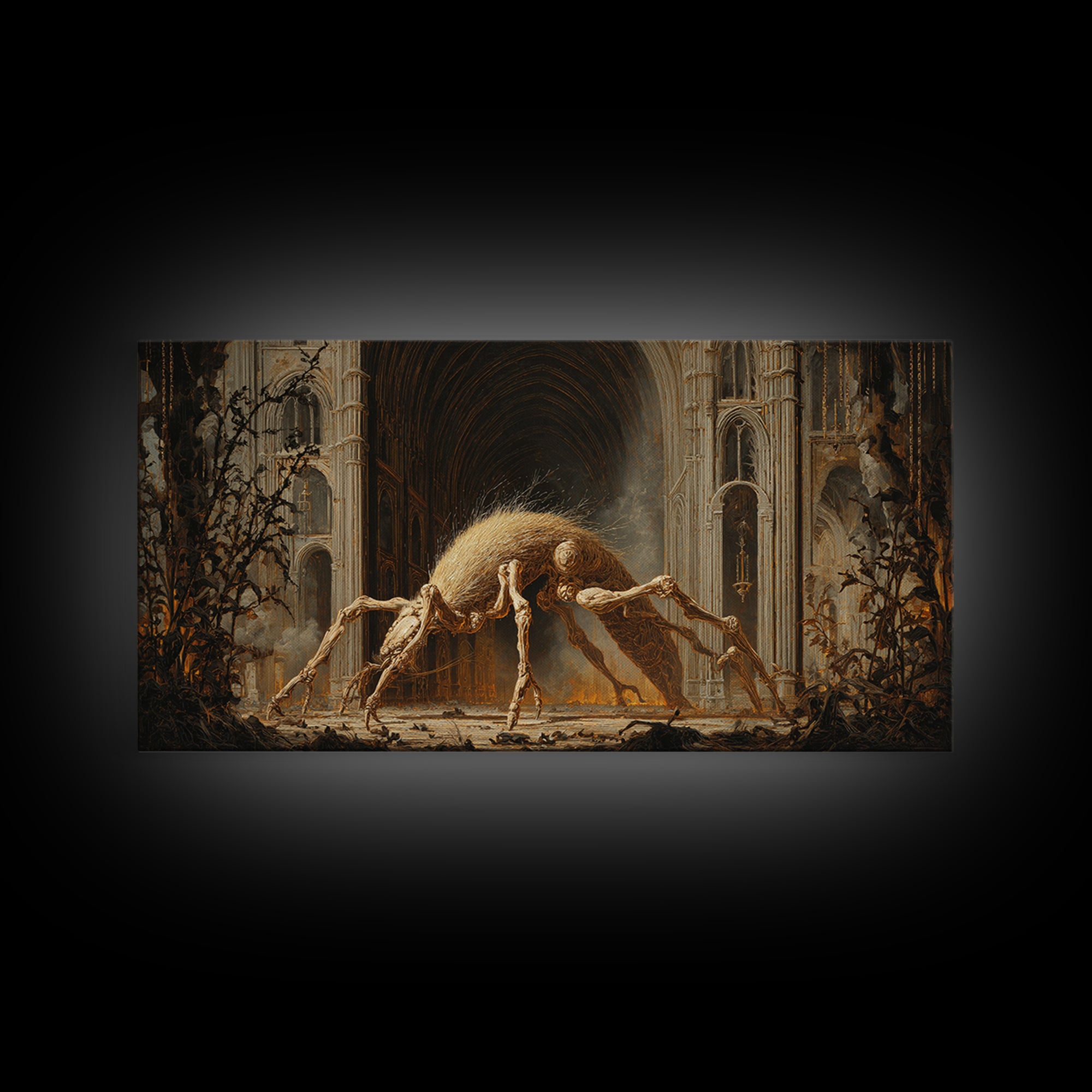 The Cornfield Crawler, Wide Panoramic Art, Spooky Home Decor, Canvas Print, Halloween Wall Decor, Gothic Home Decor, Spooky Wall Decor