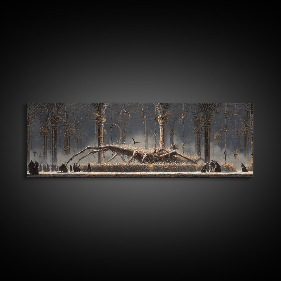 The Cornfield Crawler, Extra Wide Wall Art, Haunted Gothic Art, Framed Canvas Print, Halloween Wall Decor, Gothic Home Decor