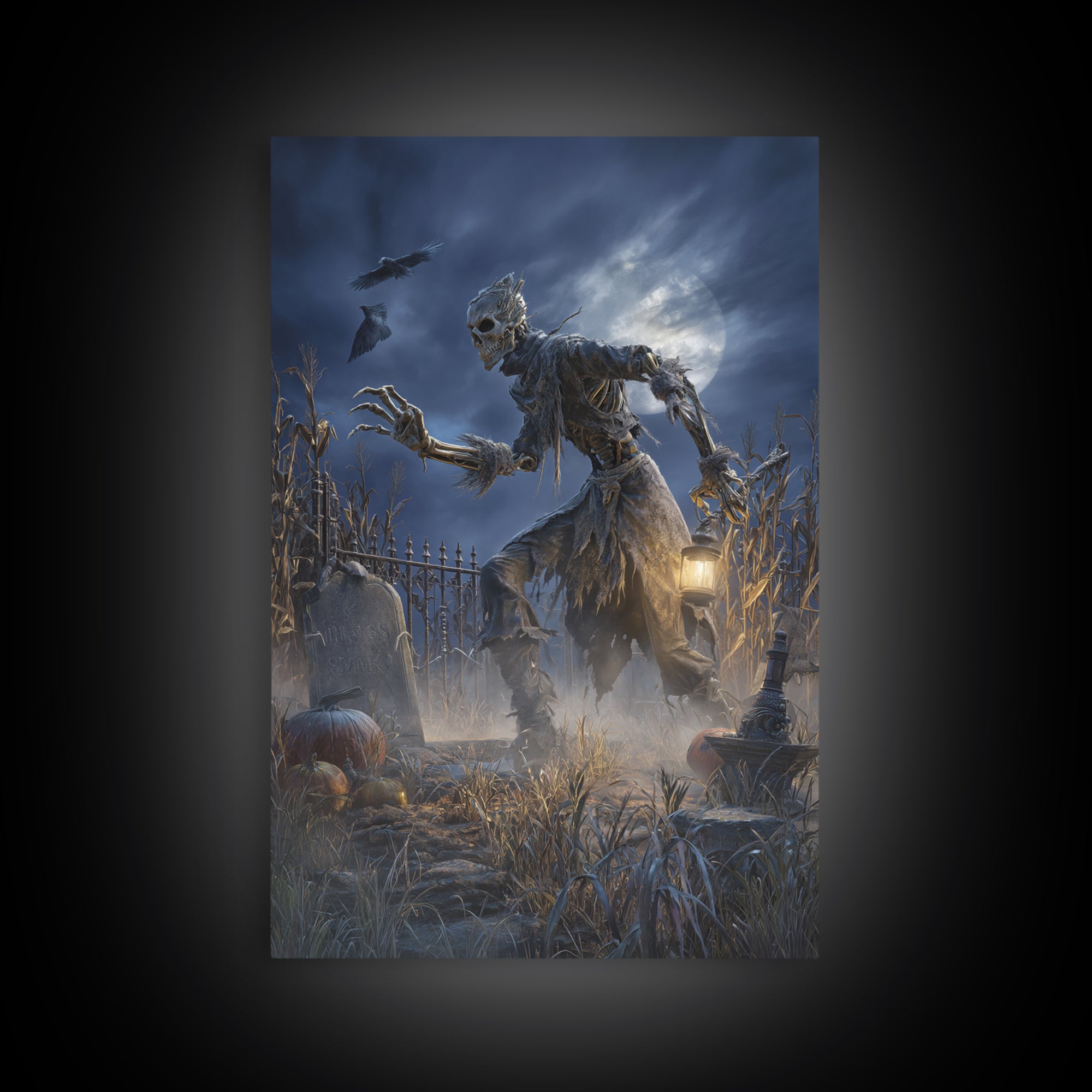 The Harvest Demon, Vertical Wall Art, Spooky Home Decor, Canvas Print, Halloween Wall Decor, Gothic Home Decor, Spooky Wall Decor