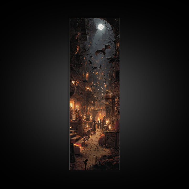 The Bat-Winged Imp, Tall Narrow Wall Art, Dark Fantasy Wall Art, Canvas Print, Halloween Wall Decor, Gothic Home Decor, Macabre Wall Art