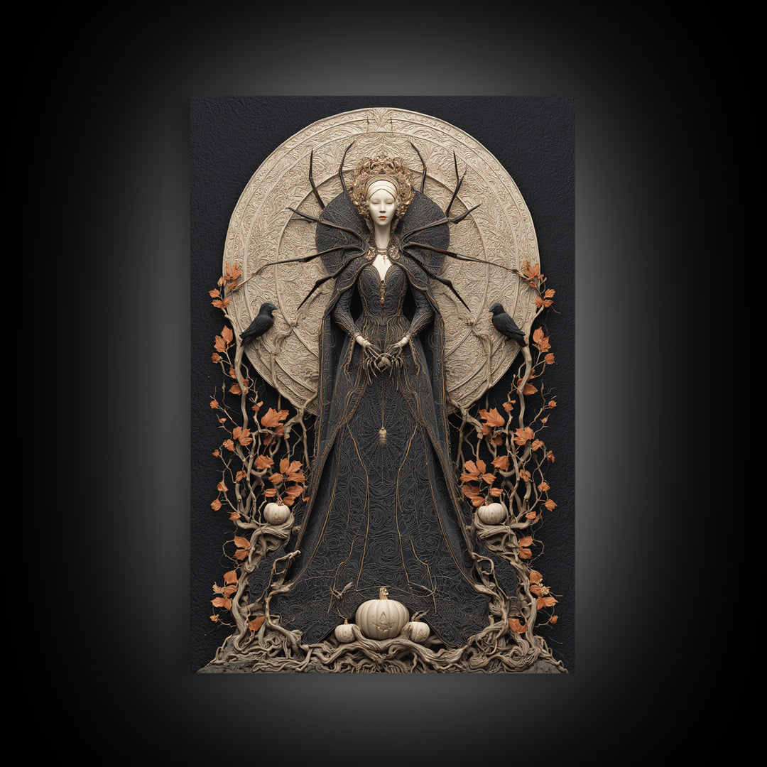 The Spider Queen, Vertical Wall Art, Dark Fantasy Wall Art, Canvas Print, Halloween Wall Decor, Gothic Home Decor, Dark Fantasy Art