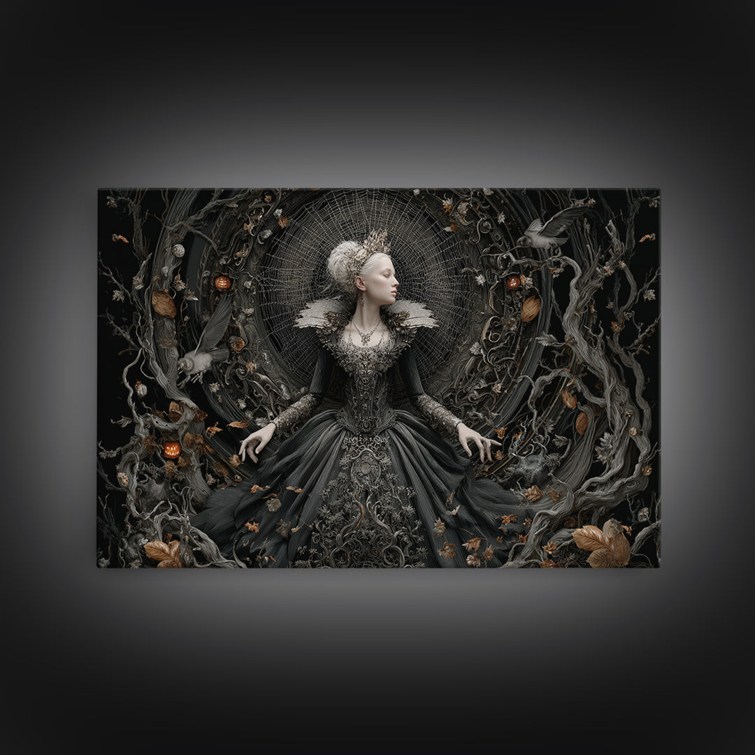 The Spider Queen, Landscape Wall Art, Haunted Gothic Art, Framed Canvas Print, Halloween Wall Decor, Gothic Home Decor, Horror Wall Art