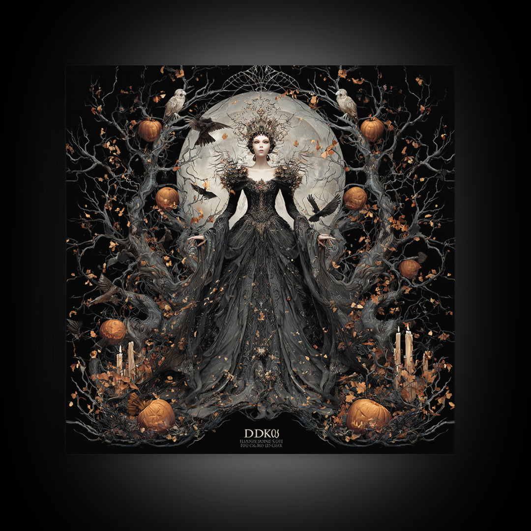 The Spider Queen, Square Wall Art, Macabre Wall Art, Framed Canvas Print, Halloween Wall Decor, Gothic Home Decor, Spooky Wall Decor