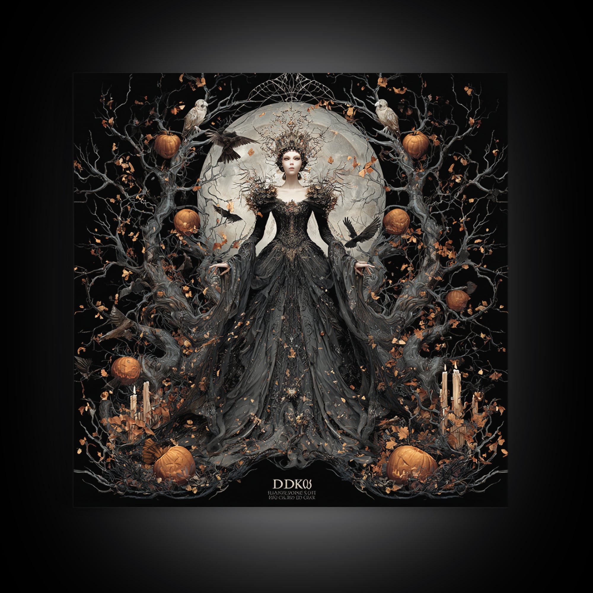 The Spider Queen, Square Wall Art, Macabre Wall Art, Framed Canvas Print, Halloween Wall Decor, Gothic Home Decor, Spooky Wall Decor