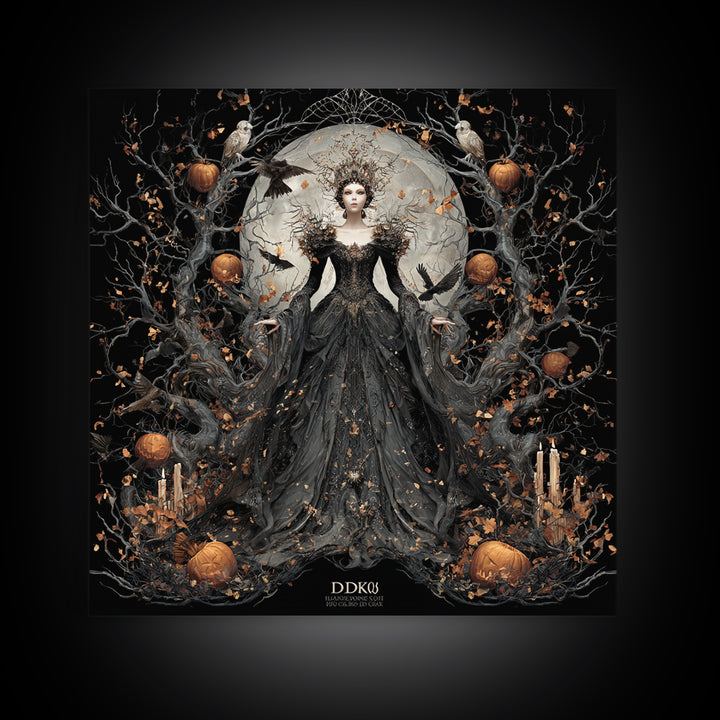 The Spider Queen, Square Wall Art, Macabre Wall Art, Framed Canvas Print, Halloween Wall Decor, Gothic Home Decor, Spooky Wall Decor