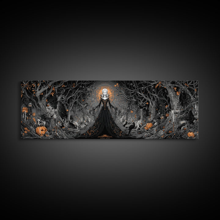 The Spider Queen, Extra Wide Wall Art, Macabre Wall Art, Framed Canvas Print, Halloween Wall Decor, Gothic Home Decor, Spooky Wall Decor