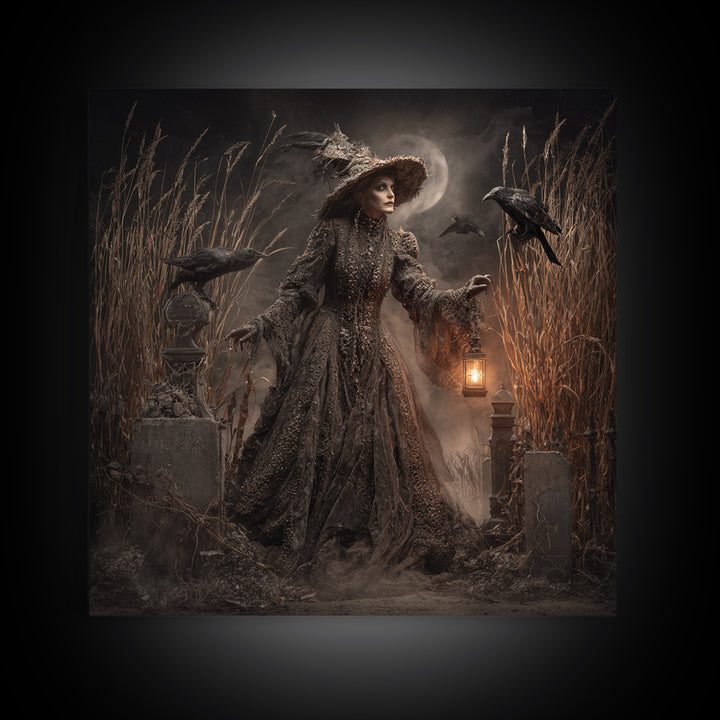 The Salt-Marsh Witch, Square Wall Art, Spooky Home Decor, Canvas Print, Halloween Wall Decor, Gothic Home Decor, Halloween Wall Art