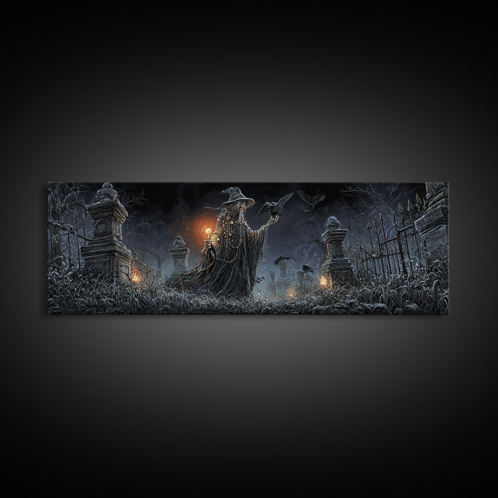 The Salt-Marsh Witch, Extra Wide Wall Art, Haunted Gothic Art, Framed Canvas Print, Halloween Wall Decor, Gothic Home Decor, Halloween Decor