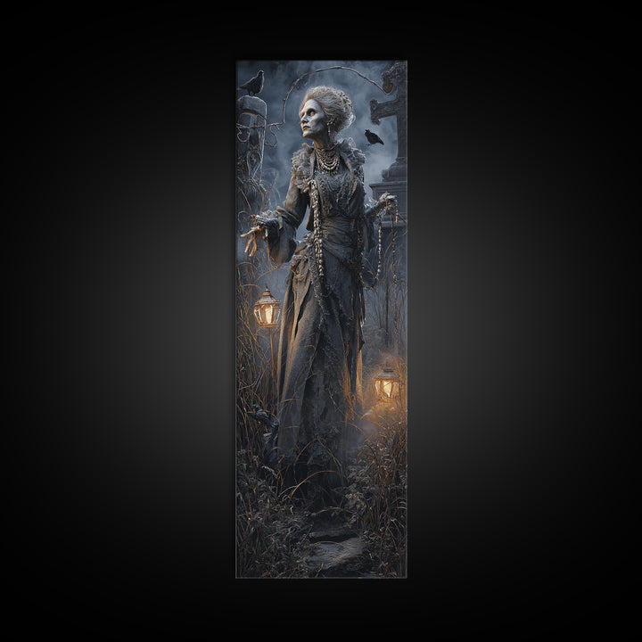 The Salt-Marsh Witch, Tall Narrow Wall Art, Macabre Wall Art, Framed Canvas Print, Halloween Wall Decor, Gothic Home Decor, Horror Wall Art