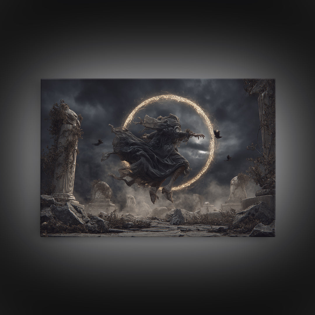 The Stone-Circle Spirit, Landscape Wall Art, Dark Fantasy Wall Art, Canvas Print, Halloween Wall Decor, Gothic Home Decor