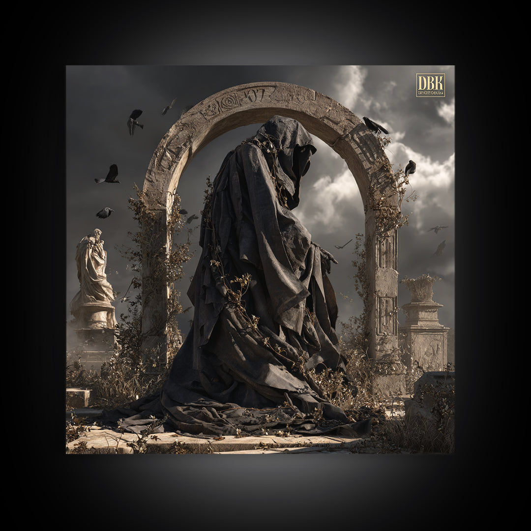 The Stone-Circle Spirit, Square Wall Art, Macabre Wall Art, Framed Canvas Print, Halloween Wall Decor, Gothic Home Decor, Horror Wall Art