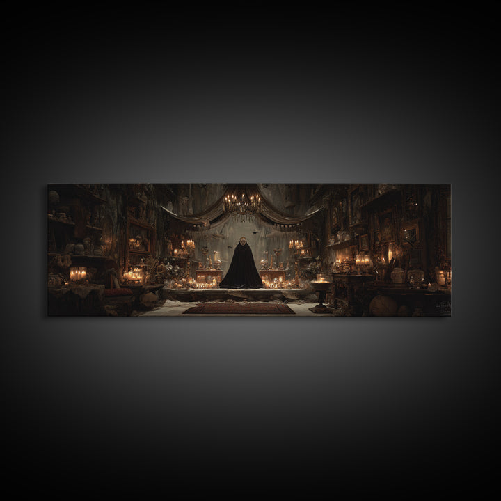 The Cave Oracle, Extra Wide Wall Art, Macabre Wall Art, Framed Canvas Print, Halloween Wall Decor, Gothic Home Decor, Halloween Decor