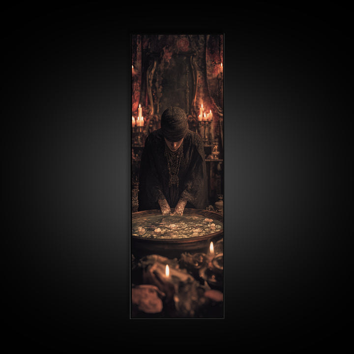 The Cave Oracle, Tall Narrow Wall Art, Dark Halloween Decor, Canvas Print, Halloween Wall Decor, Gothic Home Decor, Collectible Wall Decor