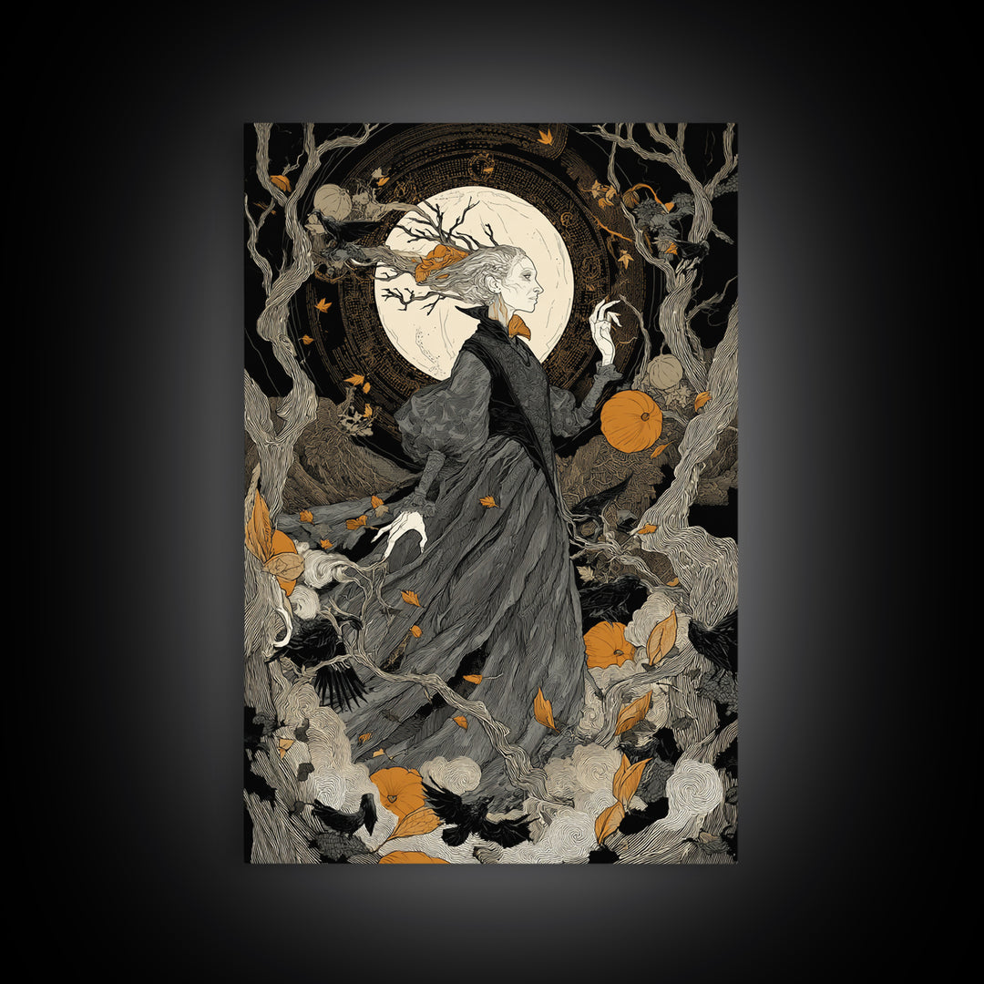 The Orchard Hag, Vertical Wall Art, Dark Halloween Decor, Canvas Print, Halloween Wall Decor, Gothic Home Decor, Collectible Wall Decor