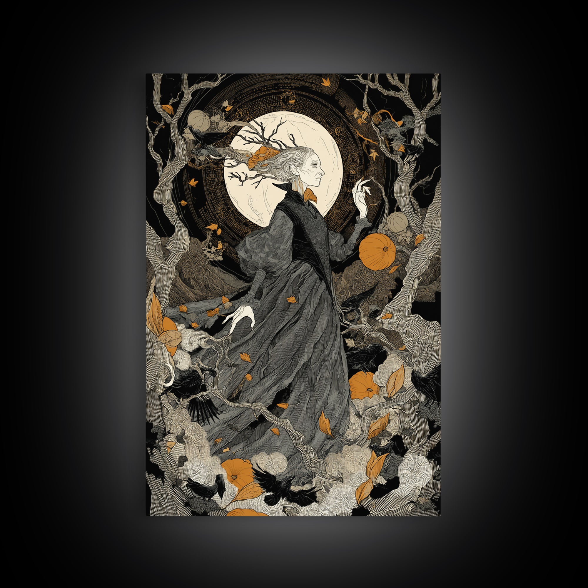 The Orchard Hag, Vertical Wall Art, Dark Halloween Decor, Canvas Print, Halloween Wall Decor, Gothic Home Decor, Collectible Wall Decor