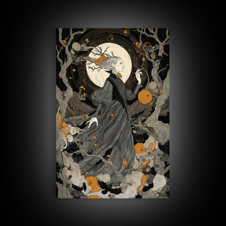 The Orchard Hag, Vertical Wall Art, Dark Halloween Decor, Canvas Print, Halloween Wall Decor, Gothic Home Decor, Collectible Wall Decor