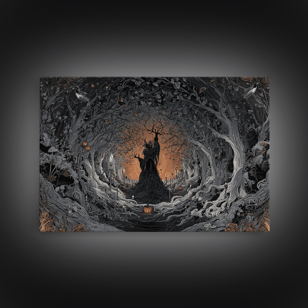The Orchard Hag, Landscape Wall Art, Gothic Horror Wall Art, Framed Canvas Print, Halloween Wall Decor, Gothic Home Decor, Spooky Wall Decor