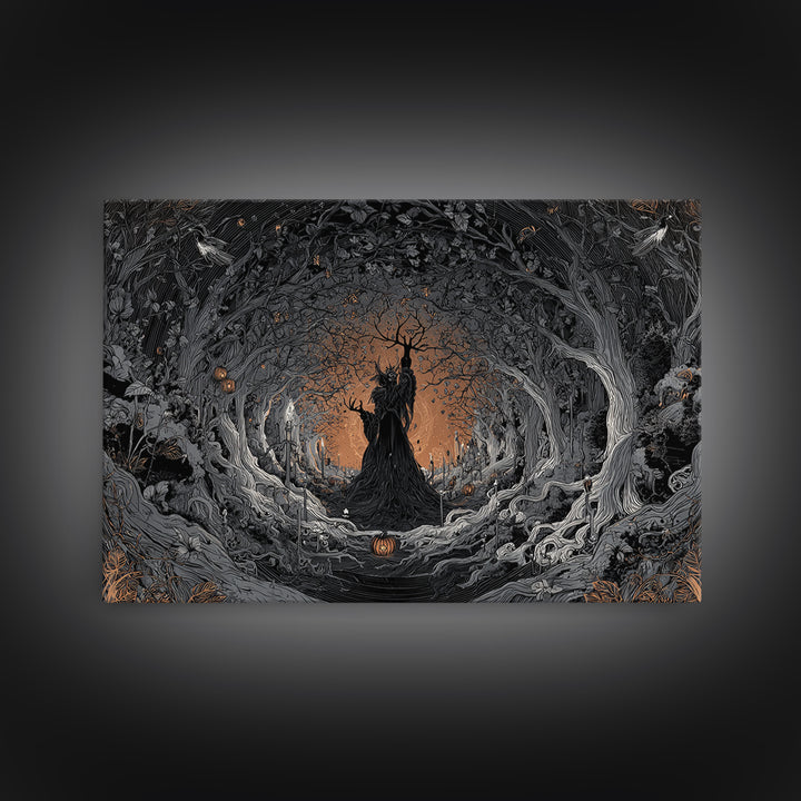 The Orchard Hag, Landscape Wall Art, Gothic Horror Wall Art, Framed Canvas Print, Halloween Wall Decor, Gothic Home Decor, Spooky Wall Decor