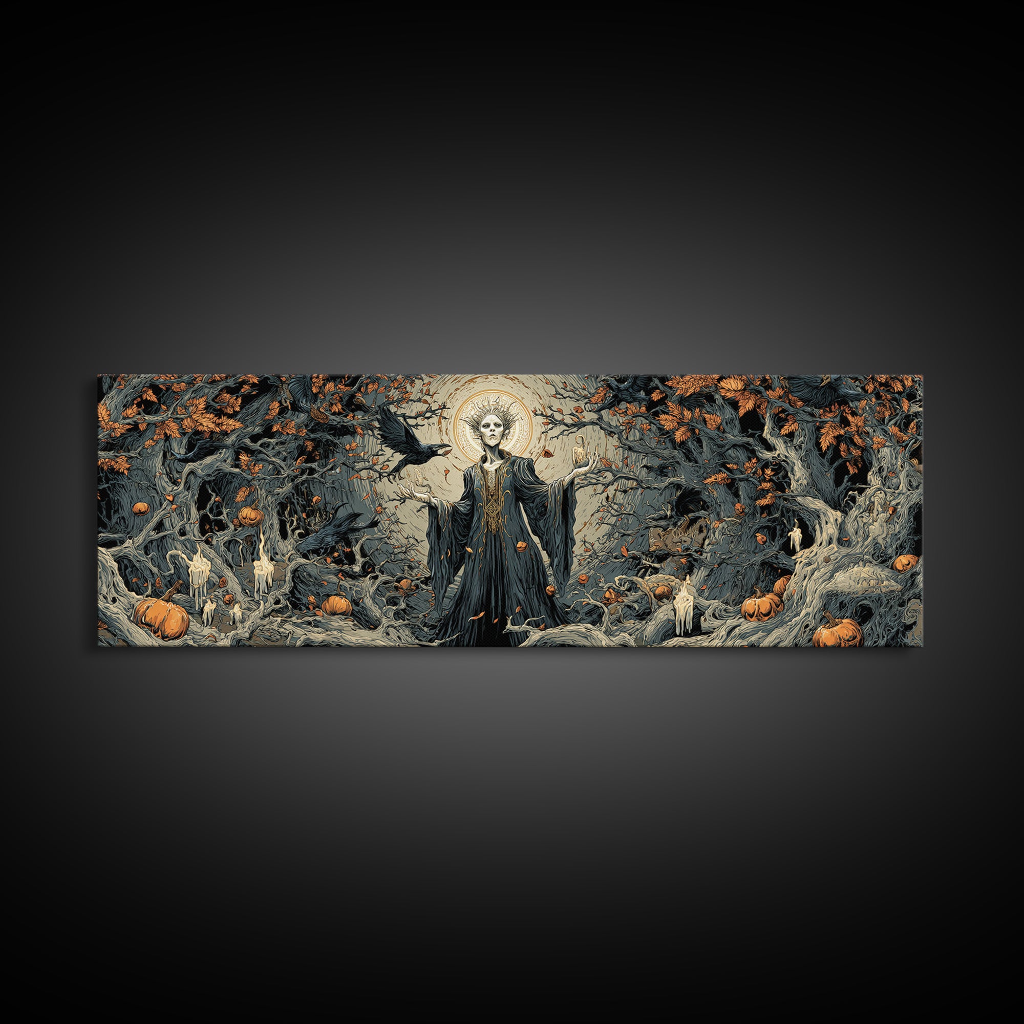 The Orchard Hag, Extra Wide Wall Art, Gothic Horror Wall Art, Framed Canvas Print, Halloween Wall Decor, Gothic Home Decor, Macabre Wall Art