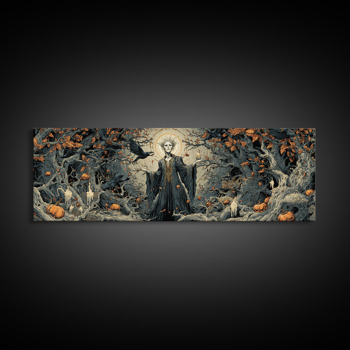 The Orchard Hag, Extra Wide Wall Art, Gothic Horror Wall Art, Framed Canvas Print, Halloween Wall Decor, Gothic Home Decor, Macabre Wall Art