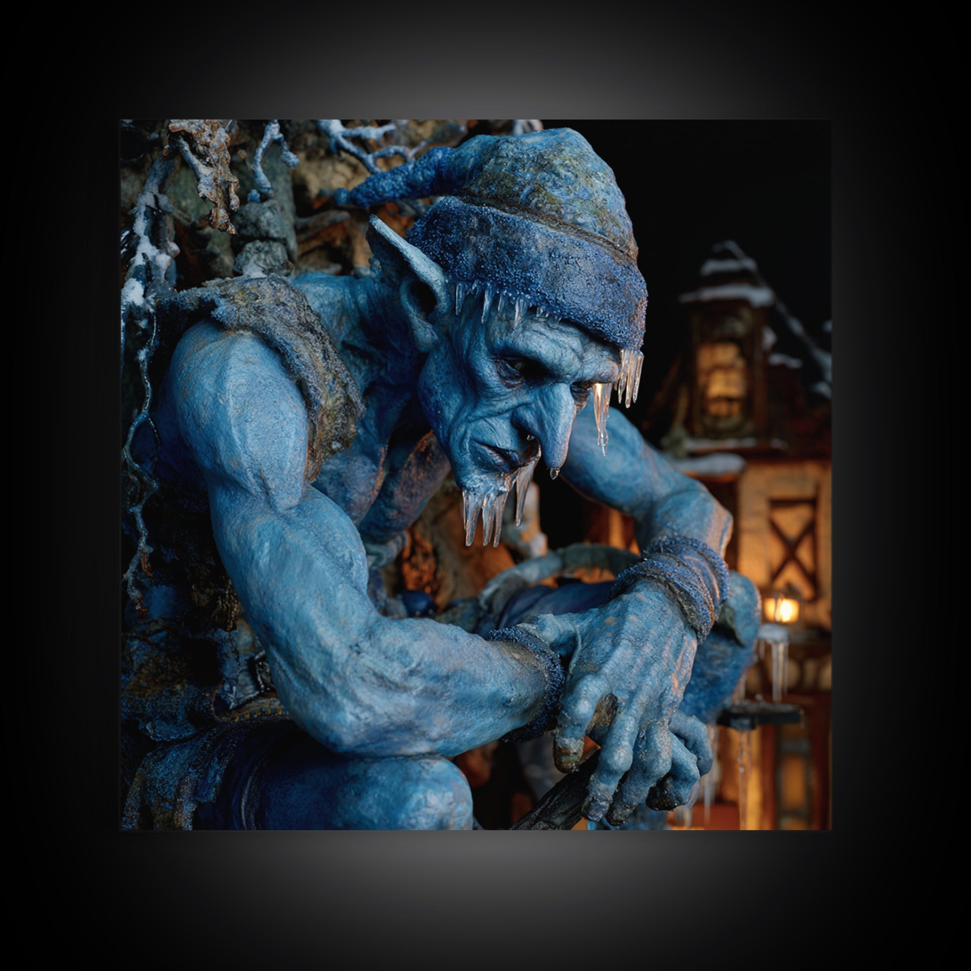The Frost Goblin, Square Wall Art, Dark Halloween Decor, Canvas Print, Halloween Wall Decor, Gothic Home Decor, Statement Wall Art