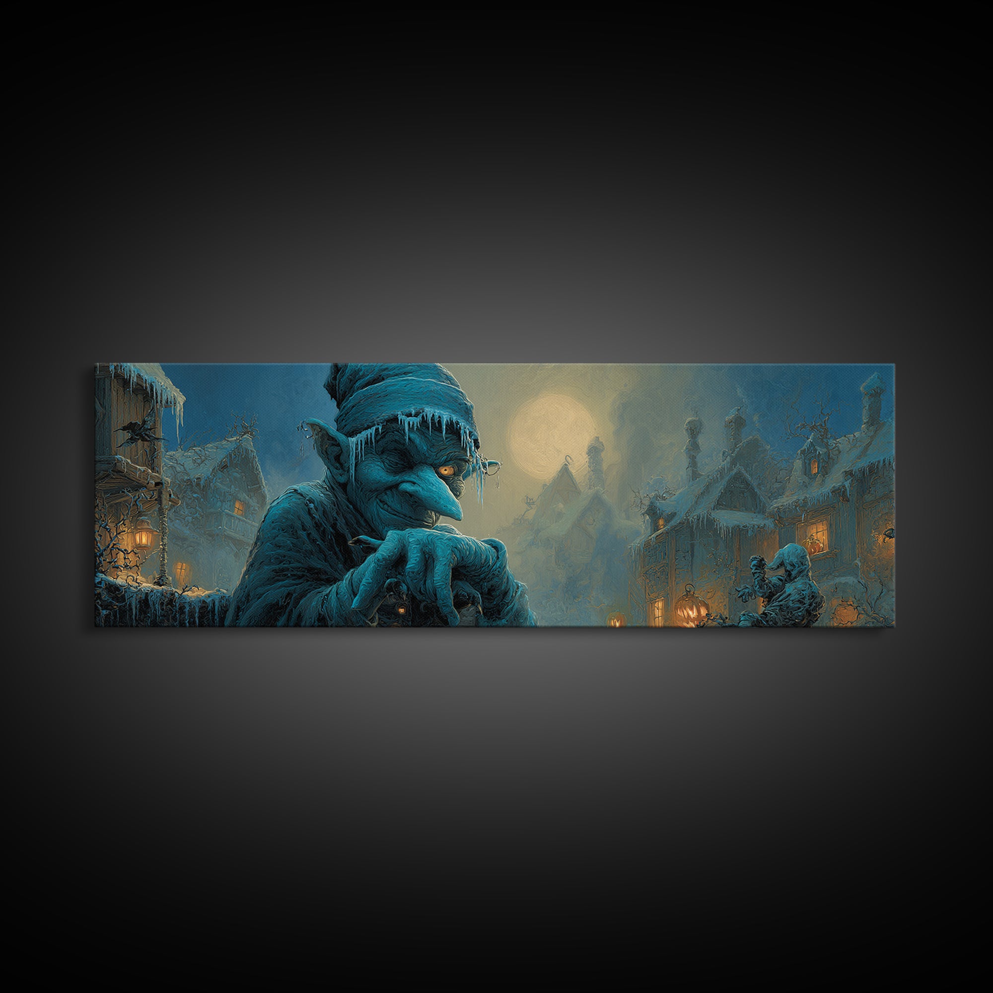 The Frost Goblin, Extra Wide Wall Art, Spooky Home Decor, Canvas Print, Halloween Wall Decor, Gothic Home Decor, Horror Wall Art