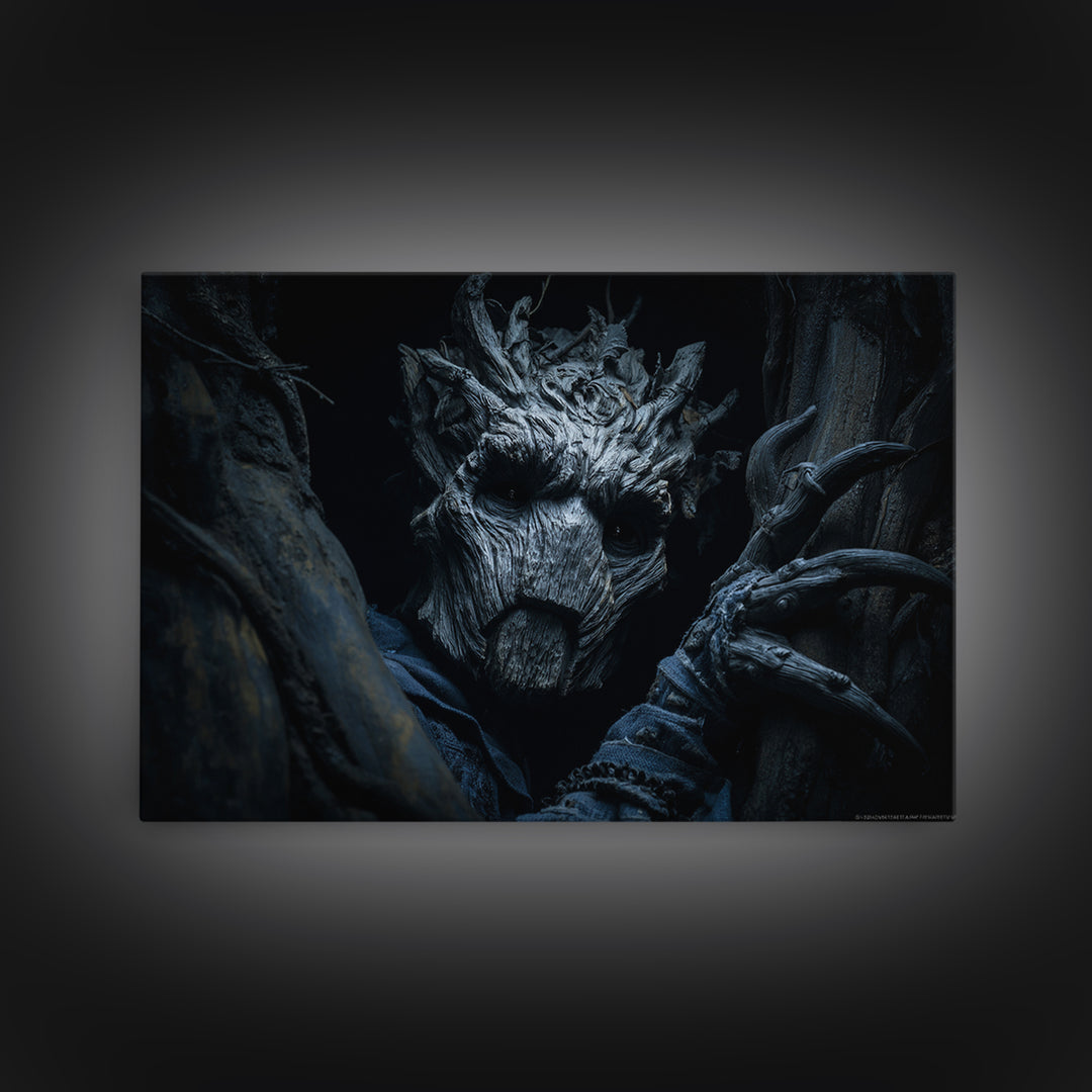 The Hollow-Tree Monster, Landscape Wall Art, Macabre Wall Art, Framed Canvas Print, Halloween Wall Decor, Gothic Home Decor