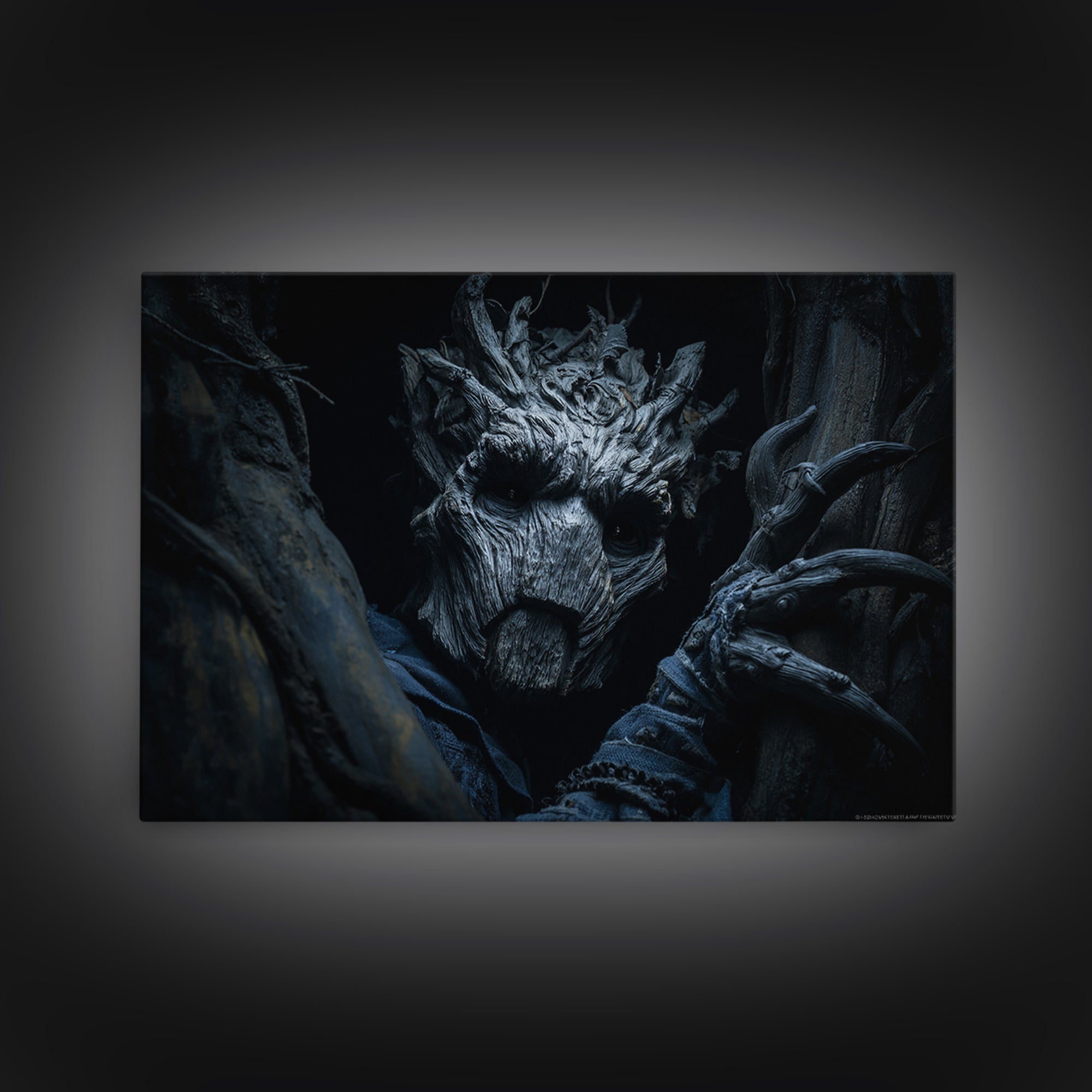 The Hollow-Tree Monster, Landscape Wall Art, Macabre Wall Art, Framed Canvas Print, Halloween Wall Decor, Gothic Home Decor