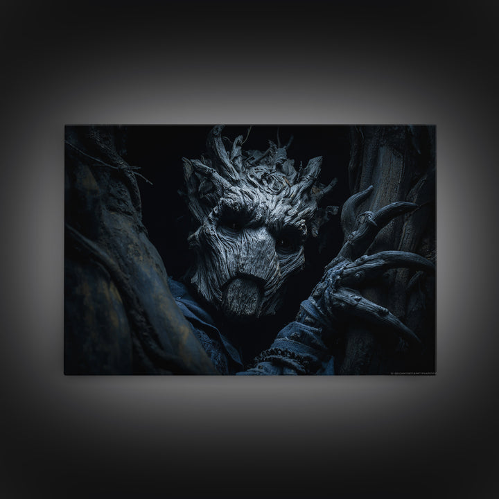 The Hollow-Tree Monster, Landscape Wall Art, Macabre Wall Art, Framed Canvas Print, Halloween Wall Decor, Gothic Home Decor