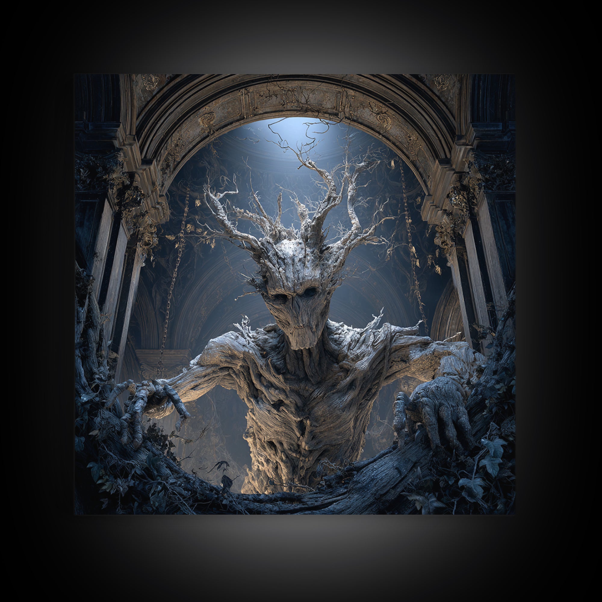 The Hollow-Tree Monster, Square Wall Art, Dark Halloween Decor, Canvas Print, Halloween Wall Decor, Gothic Home Decor, Halloween Wall Art