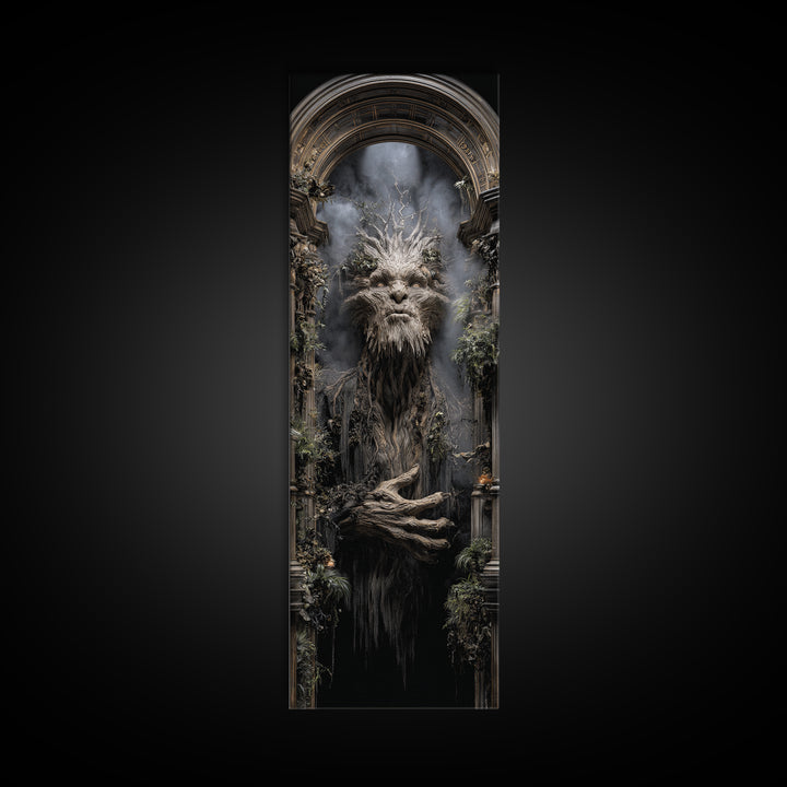 The Hollow-Tree Monster, Tall Narrow Wall Art, Dark Fantasy Wall Art, Canvas Print, Halloween Wall Decor, Gothic Home Decor