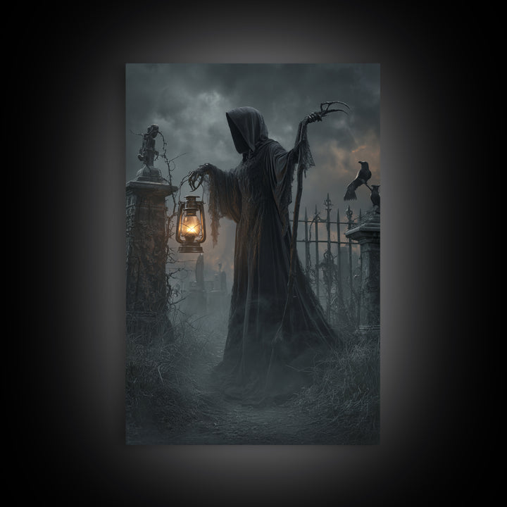The Crossroads Spirit, Vertical Wall Art, Haunted Gothic Art, Framed Canvas Print, Halloween Wall Decor, Gothic Home Decor
