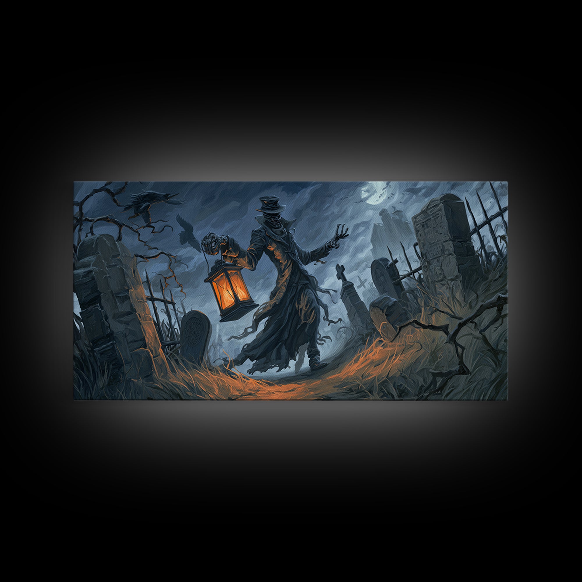 The Crossroads Spirit, Wide Panoramic Art, Spooky Home Decor, Canvas Print, Halloween Wall Decor, Gothic Home Decor, Spooky Wall Decor