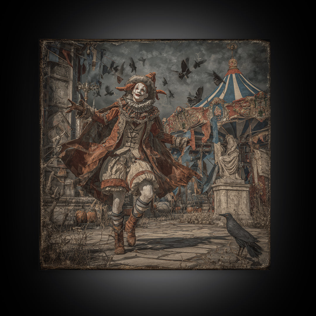 The Abandoned Carnival, Square Wall Art, Dark Halloween Decor, Canvas Print, Halloween Wall Decor, Gothic Home Decor, Collectible Wall Decor