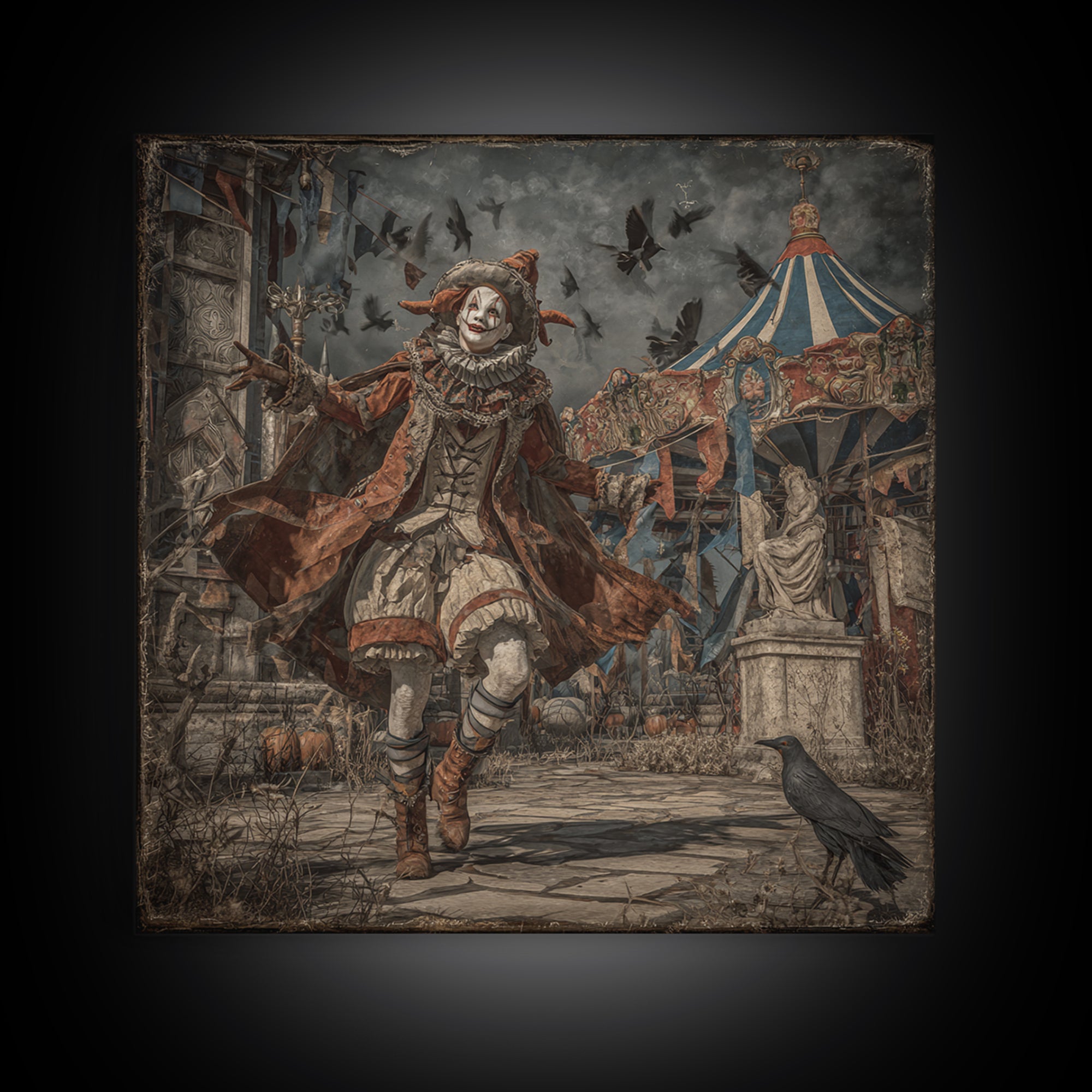 The Abandoned Carnival, Square Wall Art, Dark Halloween Decor, Canvas Print, Halloween Wall Decor, Gothic Home Decor, Collectible Wall Decor