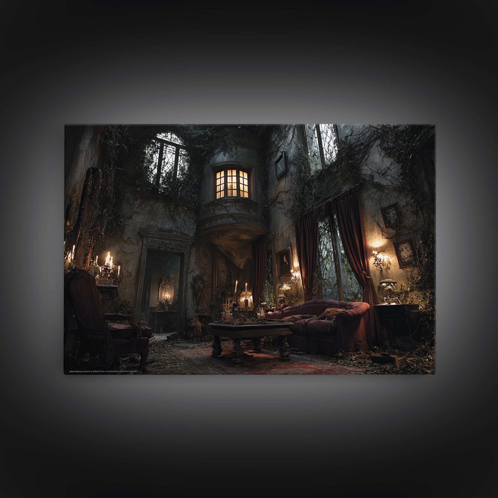 The Haunted Manor, Landscape Wall Art, Haunted Gothic Art, Framed Canvas Print, Halloween Wall Decor, Gothic Home Decor, Seasonal Home Decor
