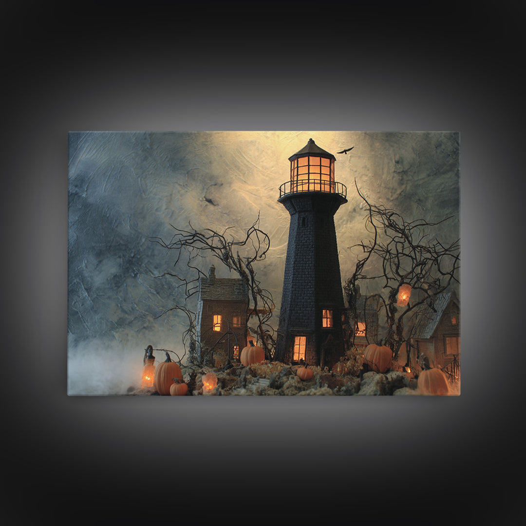The Cursed Lighthouse, Landscape Wall Art, Dark Fantasy Wall Art, Canvas Print, Halloween Wall Decor, Gothic Home Decor, Horror Wall Art