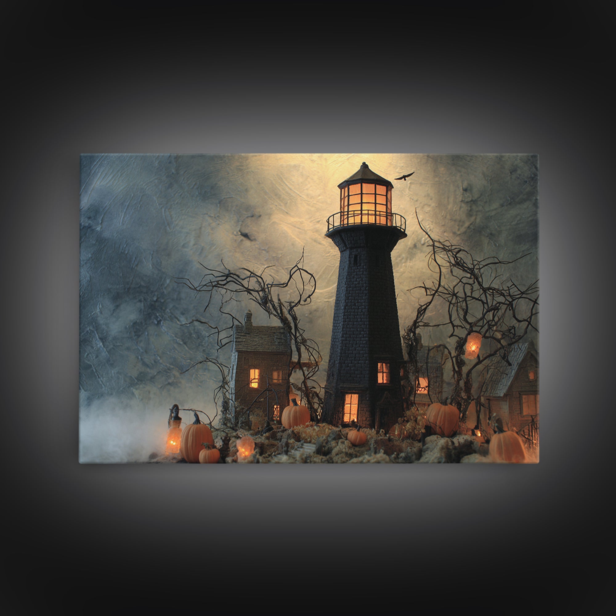 The Cursed Lighthouse, Landscape Wall Art, Dark Fantasy Wall Art, Canvas Print, Halloween Wall Decor, Gothic Home Decor, Horror Wall Art