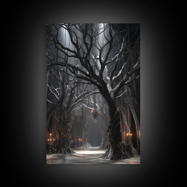 The Witch'S Forest, Vertical Wall Art, Gothic Horror Wall Art, Framed Canvas Print, Halloween Wall Decor, Gothic Home Decor