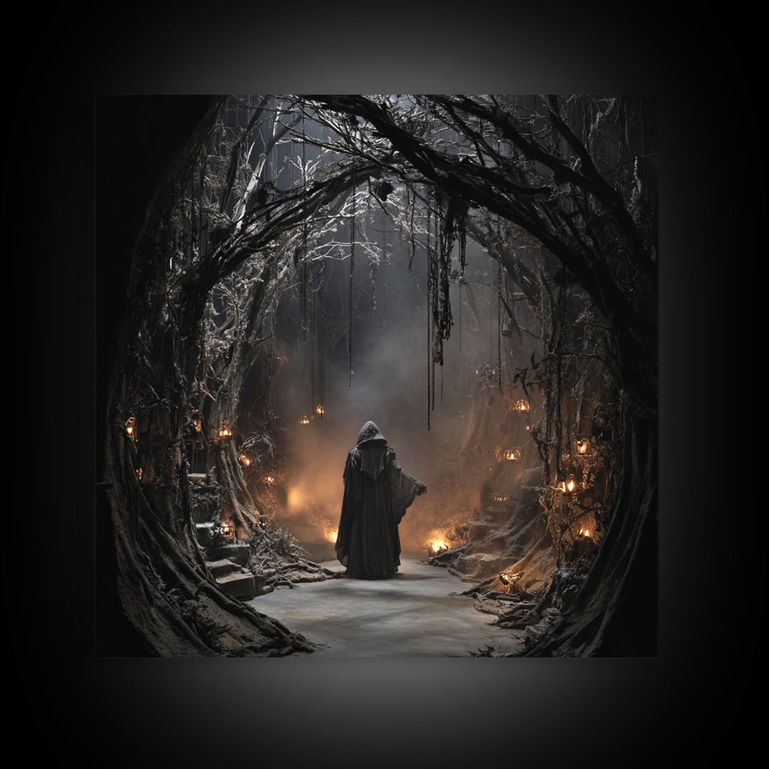 The Witch'S Forest, Square Wall Art, Dark Fantasy Wall Art, Canvas Print, Halloween Wall Decor, Gothic Home Decor, Macabre Wall Art