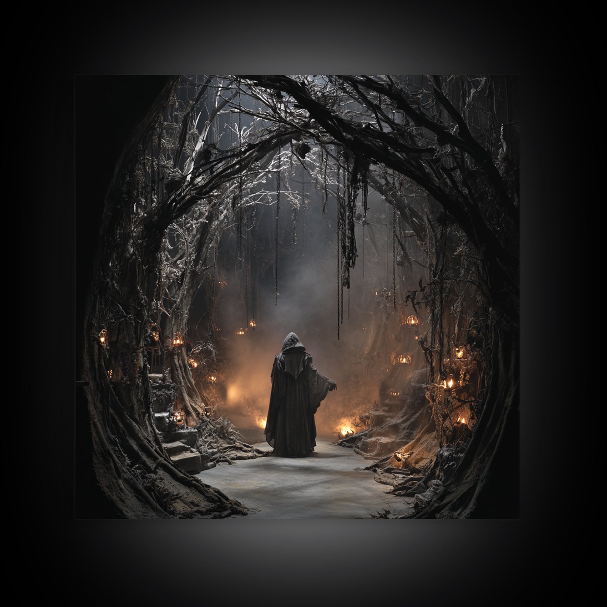 The Witch'S Forest, Square Wall Art, Dark Fantasy Wall Art, Canvas Print, Halloween Wall Decor, Gothic Home Decor, Macabre Wall Art