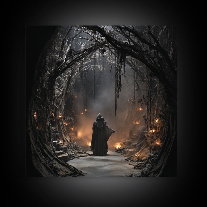 The Witch'S Forest, Square Wall Art, Dark Fantasy Wall Art, Canvas Print, Halloween Wall Decor, Gothic Home Decor, Macabre Wall Art