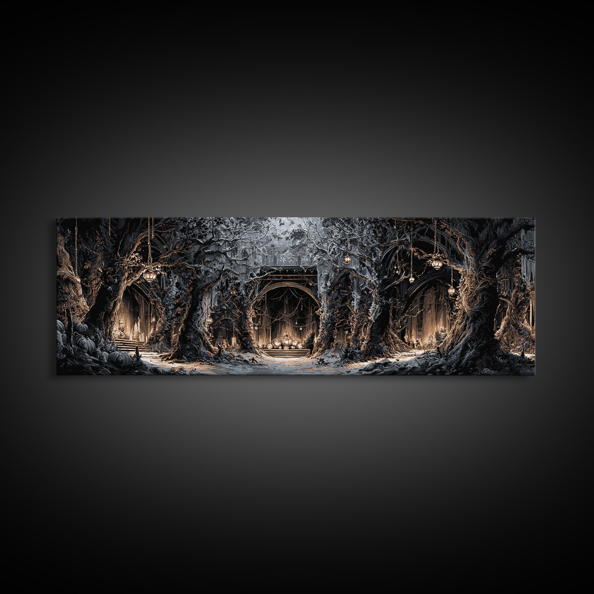 The Witch'S Forest, Extra Wide Wall Art, Dark Halloween Decor, Canvas Print, Halloween Wall Decor, Gothic Home Decor, Macabre Wall Art