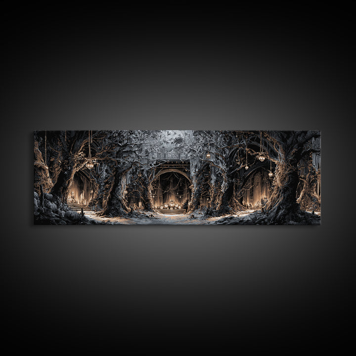 The Witch'S Forest, Extra Wide Wall Art, Dark Halloween Decor, Canvas Print, Halloween Wall Decor, Gothic Home Decor, Macabre Wall Art