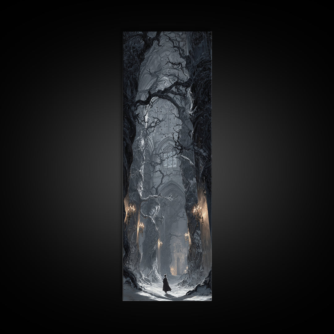 The Witch'S Forest, Tall Narrow Wall Art, Dark Fantasy Wall Art, Canvas Print, Halloween Wall Decor, Gothic Home Decor, Statement Wall Art