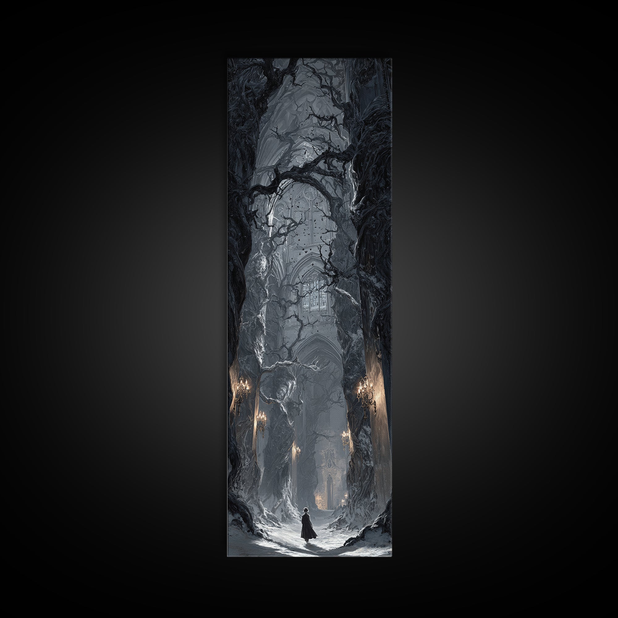 The Witch'S Forest, Tall Narrow Wall Art, Dark Fantasy Wall Art, Canvas Print, Halloween Wall Decor, Gothic Home Decor, Statement Wall Art