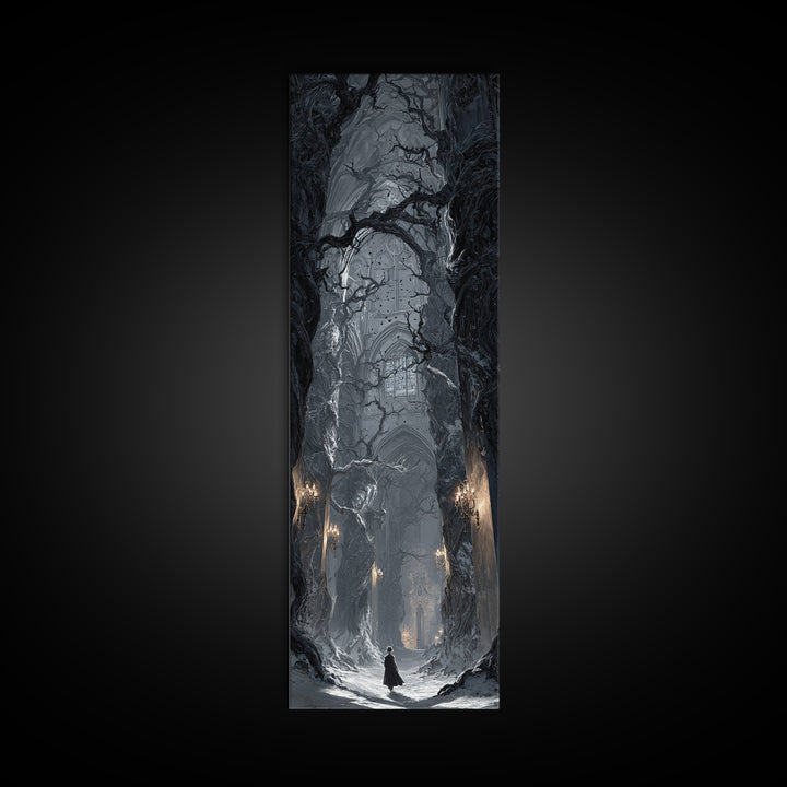 The Witch'S Forest, Tall Narrow Wall Art, Dark Fantasy Wall Art, Canvas Print, Halloween Wall Decor, Gothic Home Decor, Statement Wall Art