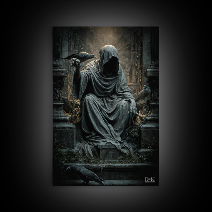 The Forgotten Crypt, Vertical Wall Art, Macabre Wall Art, Framed Canvas Print, Halloween Wall Decor, Gothic Home Decor, Seasonal Home Decor