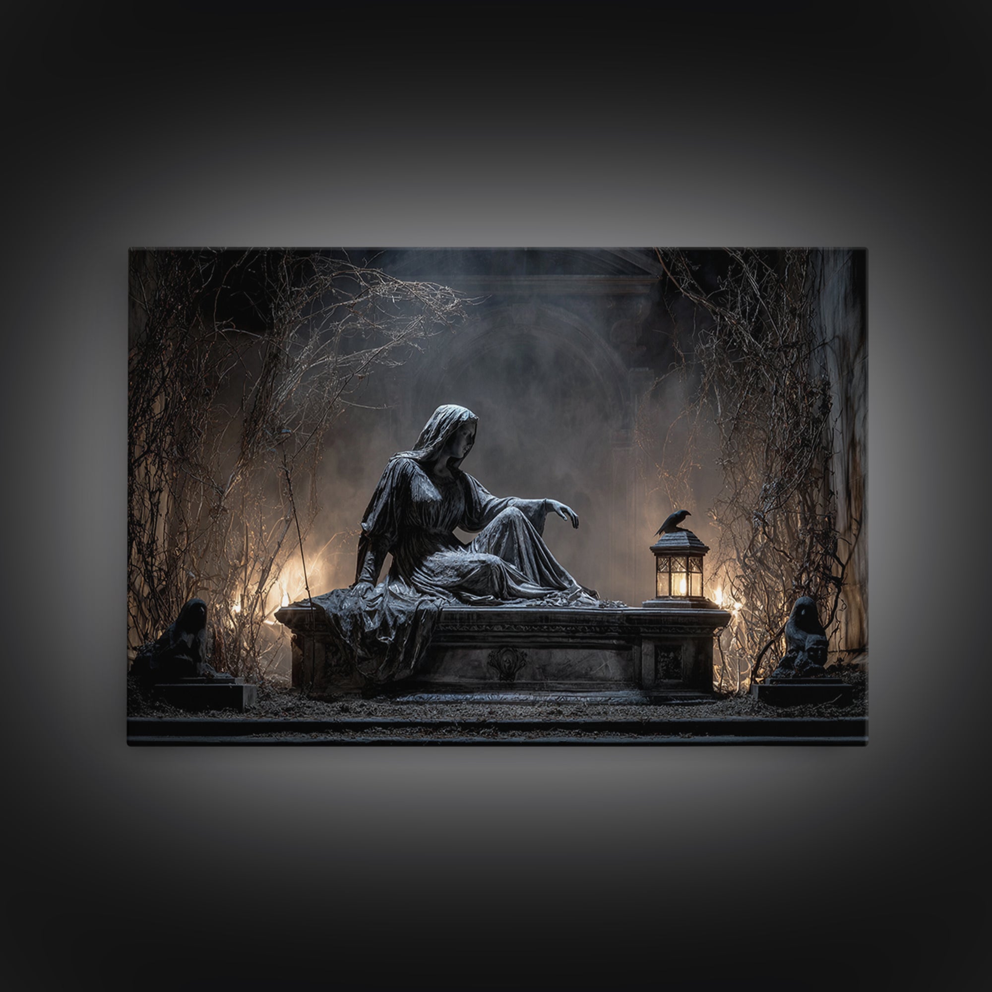 The Forgotten Crypt, Landscape Wall Art, Spooky Home Decor, Canvas Print, Halloween Wall Decor, Gothic Home Decor, Statement Wall Art