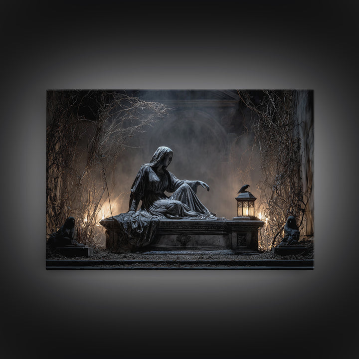 The Forgotten Crypt, Landscape Wall Art, Spooky Home Decor, Canvas Print, Halloween Wall Decor, Gothic Home Decor, Statement Wall Art